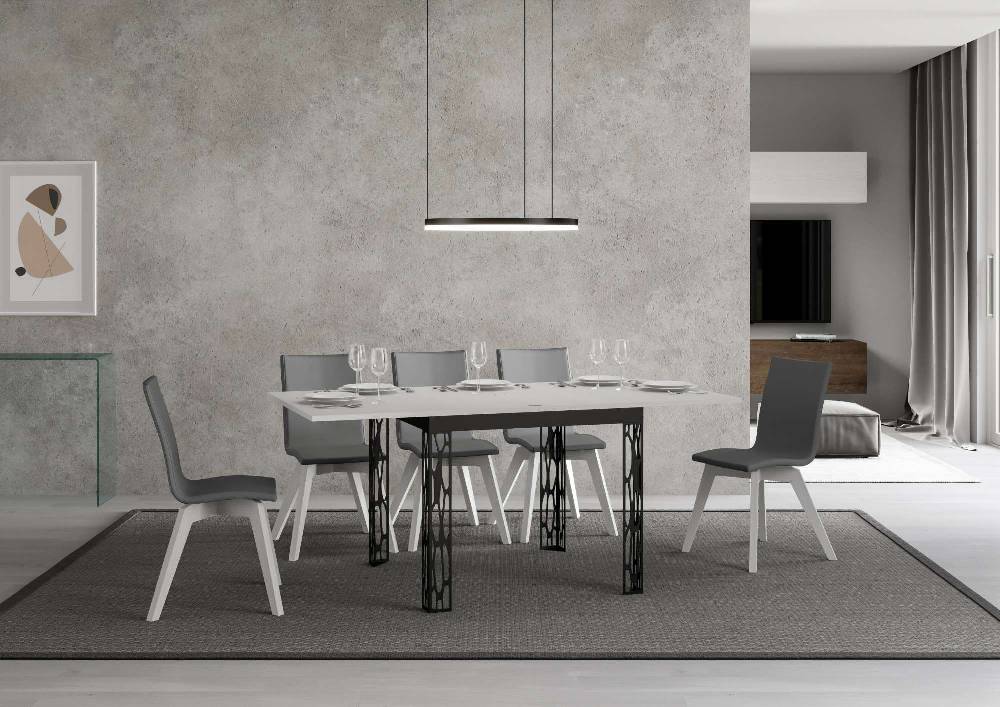 Itamoby Tavolo Ghibli Libra Bianco Frassino 90×90 allungato 90×180 telaio Antracite Qualità