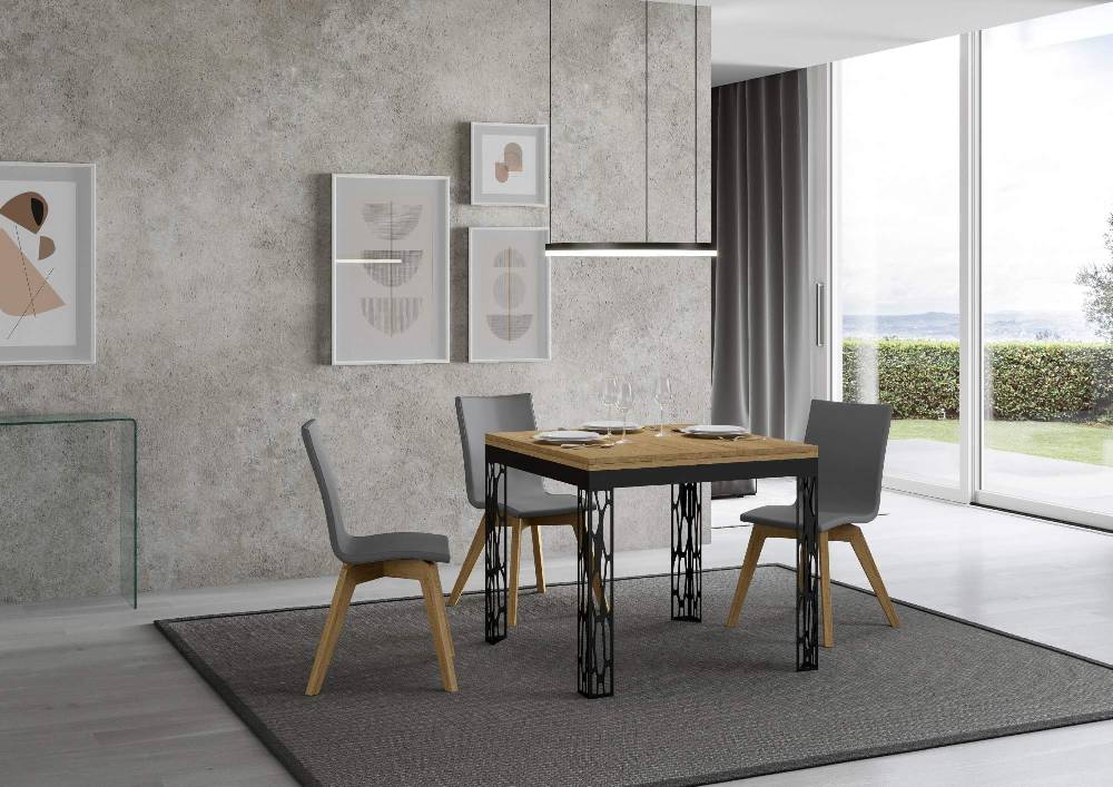Itamoby Tavolo Ghibli Libra Quercia Natura 90×90 allungato 90×180 telaio Antracite Vendita