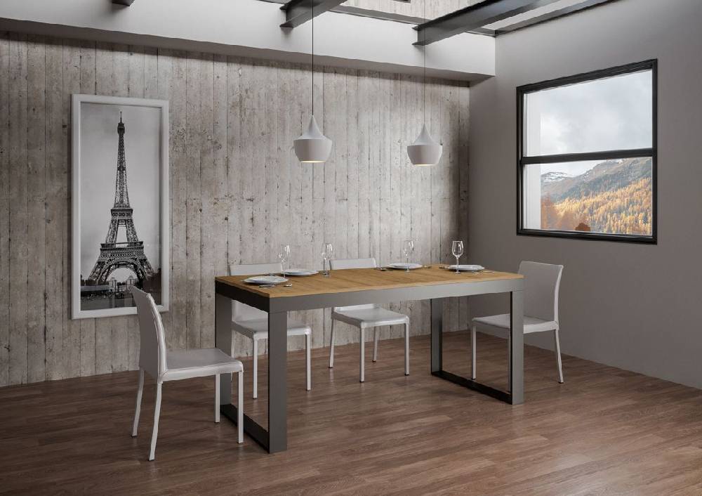 Itamoby Tavolo Tecno Evolution piano Quercia Natura 90×180 Allungato 90×284 telaio Antracite Affare Del Giorno