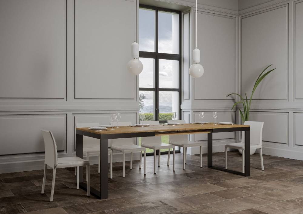 Itamoby Tavolo Tecno Evolution piano Quercia Natura 90×180 Allungato 90×284 telaio Antracite Affare Del Giorno