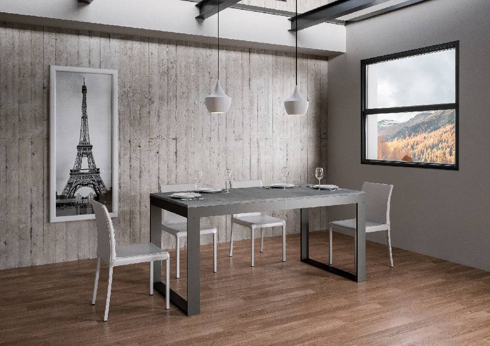 Itamoby Tavolo Tecno Evolution piano Cemento 90×160 Allungato 90×264 telaio Antracite Convenienza
