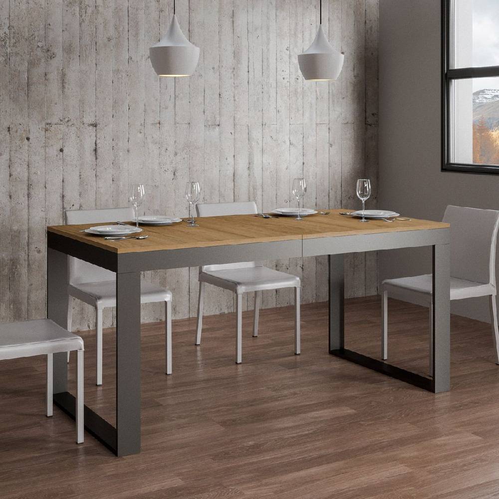 Itamoby Tavolo Tecno Evolution piano Quercia Natura 90×160 Allungato 90×264 telaio Antracite Novità