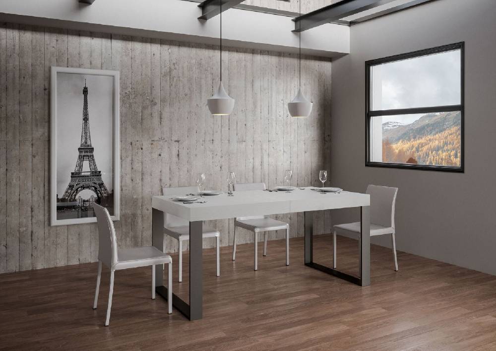Itamoby Tavolo Tecno Premium Allungabile piano Bianco Frassino 90×160 Allungato 420 telaio Antracite Vendita Economica