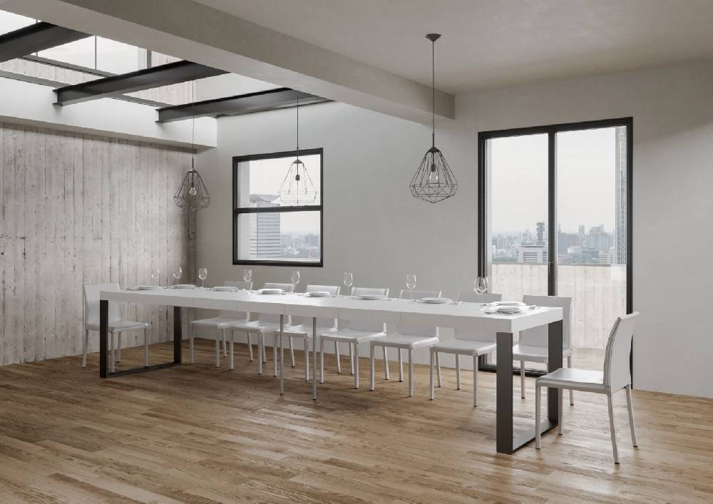 Itamoby Tavolo Tecno Premium Allungabile piano Bianco Frassino 90×160 Allungato 420 telaio Antracite Vendita Economica