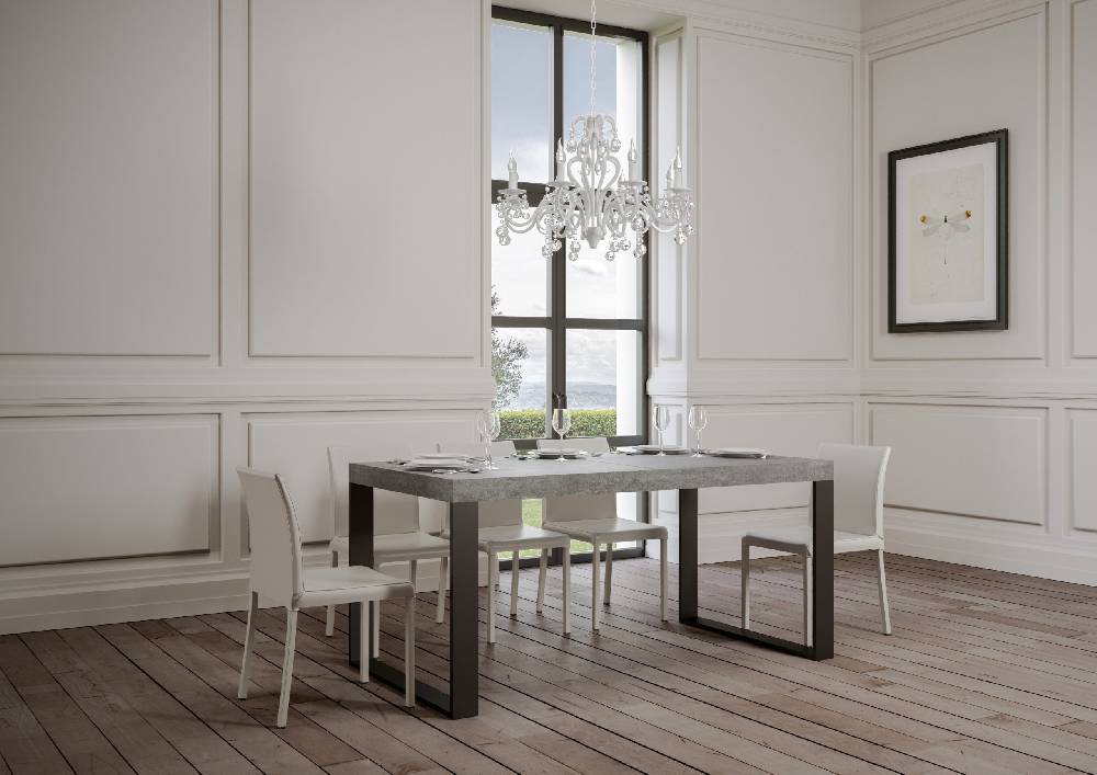 Itamoby Tavolo Tecno Premium Allungabile piano Cemento 90×130 Allungato 390 telaio Antracite I Più Venduti