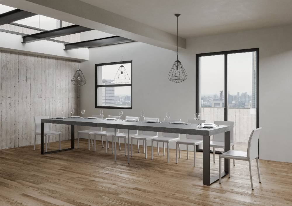 Itamoby Tavolo Tecno Premium Allungabile piano Cemento 90×130 Allungato 390 telaio Antracite I Più Venduti