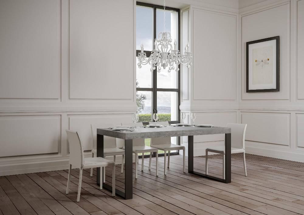 Itamoby Tavolo Tecno Premium Allungabile piano Cemento 90×180 Allungato 284 telaio Antracite Nuova