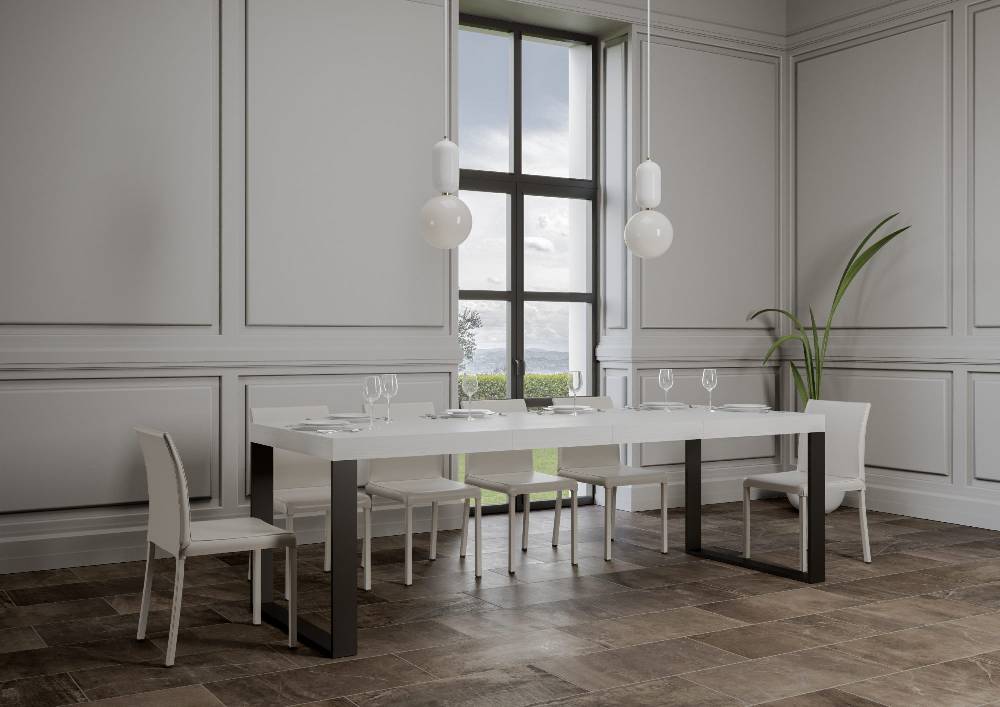 Itamoby Tavolo Tecno Premium Allungabile piano Bianco Frassino 90×180 Allungato 284 telaio Antracite Spedizione gratuita