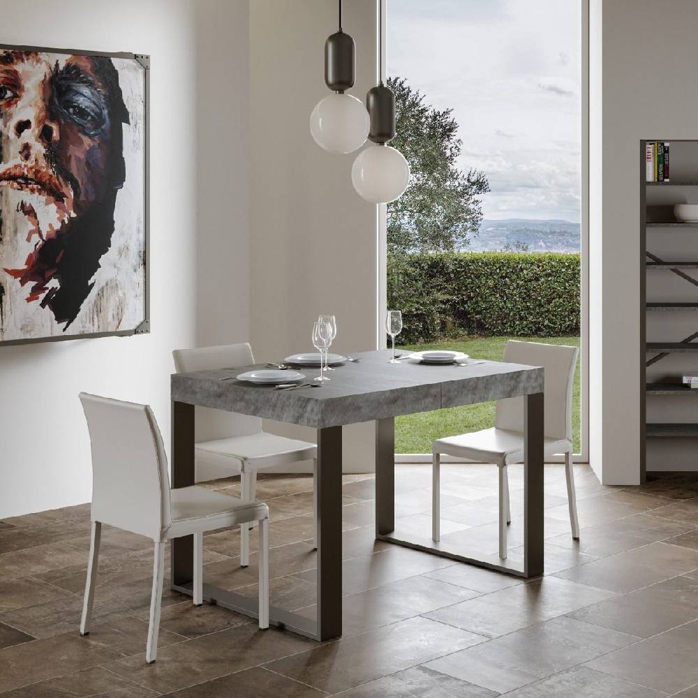 Itamoby Tavolo Tecno Premium Allungabile piano Cemento 90×160 Allungato 264 telaio Antracite Negozio online di fabbrica