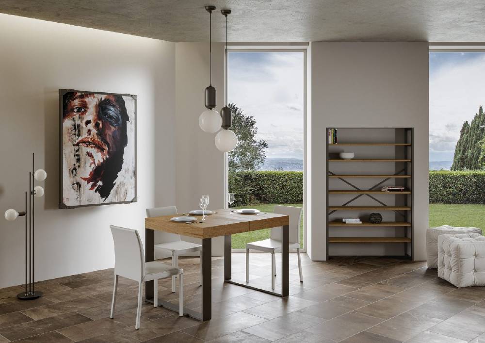 Itamoby Tavolo Tecno Premium Allungabile piano Quercia Natura 90×160 Allungato 264 telaio Antracite Prezzo di fabbrica