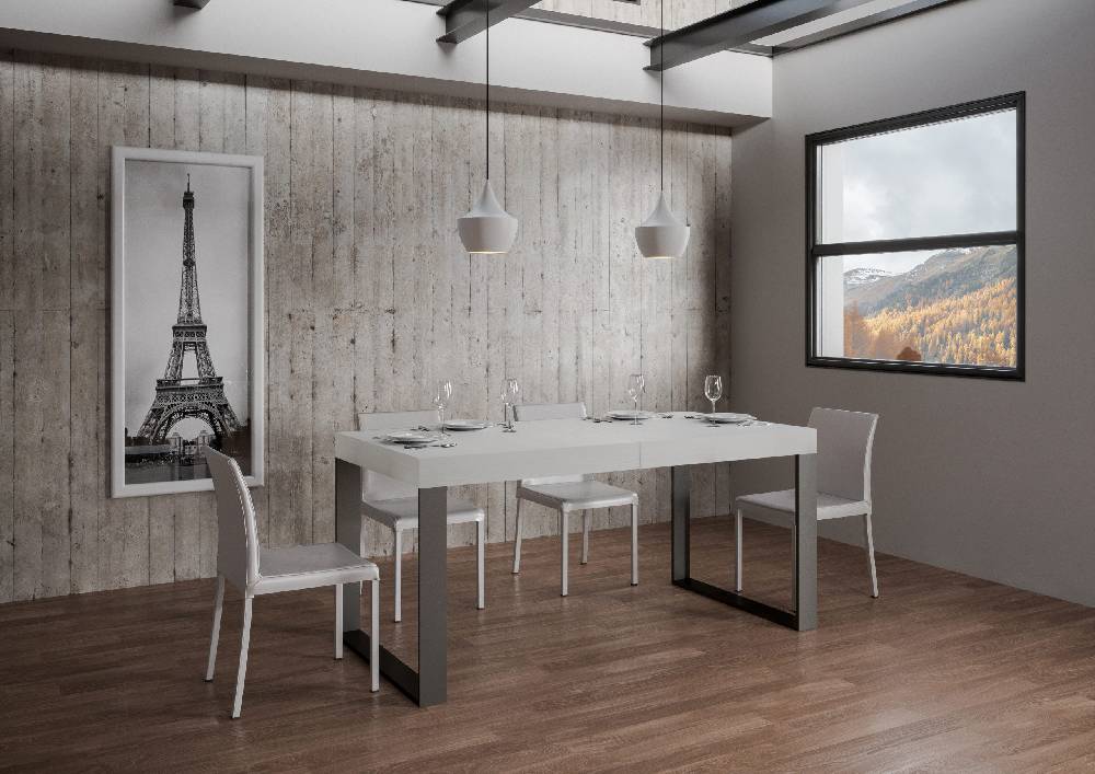 Itamoby Tavolo Tecno Allungabile piano Bianco Frassino 90×180 Allungato 440 telaio Antracite Only for today