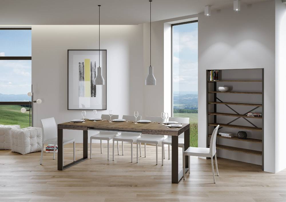 Itamoby Tavolo Tecno Allungabile piano Noce 90×160 Allungato 420 telaio Antracite Offerta speciale della fabbrica