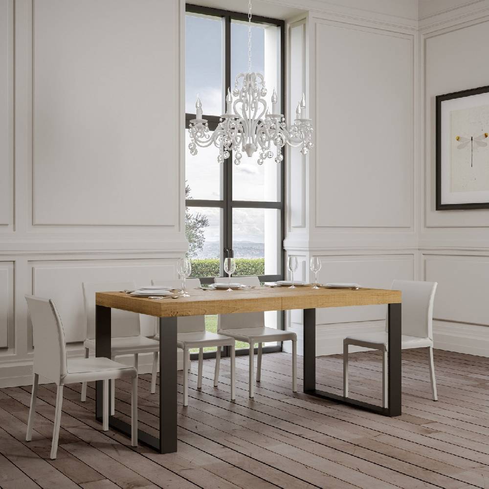 Itamoby Tavolo Tecno Allungabile piano Quercia Natura 90×160 Allungato 420 telaio Antracite Fino al 55% di sconto