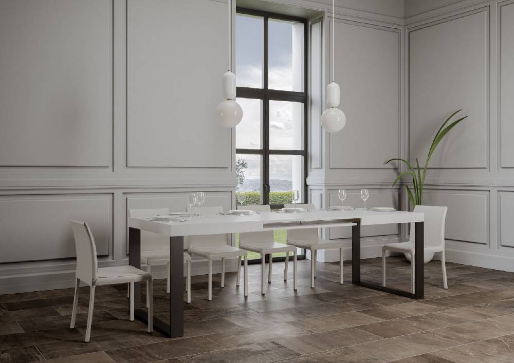 Itamoby Tavolo Tecno Allungabile piano Bianco Frassino 90×160 Allungato 420 telaio Antracite Discount Store per i nuovi prodotti