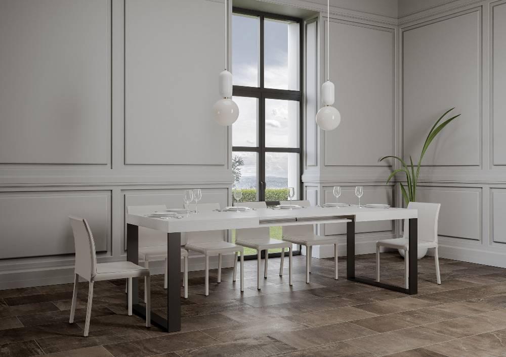 Itamoby Tavolo Tecno Allungabile piano Bianco Frassino 90×130 Allungato 390 telaio Antracite 50% di sconto con spedizione gratuita