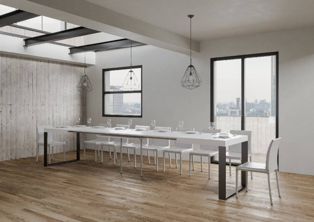 Itamoby Tavolo Tecno Allungabile piano Bianco Frassino 90×130 Allungato 390 telaio Antracite 50% di sconto con spedizione gratuita