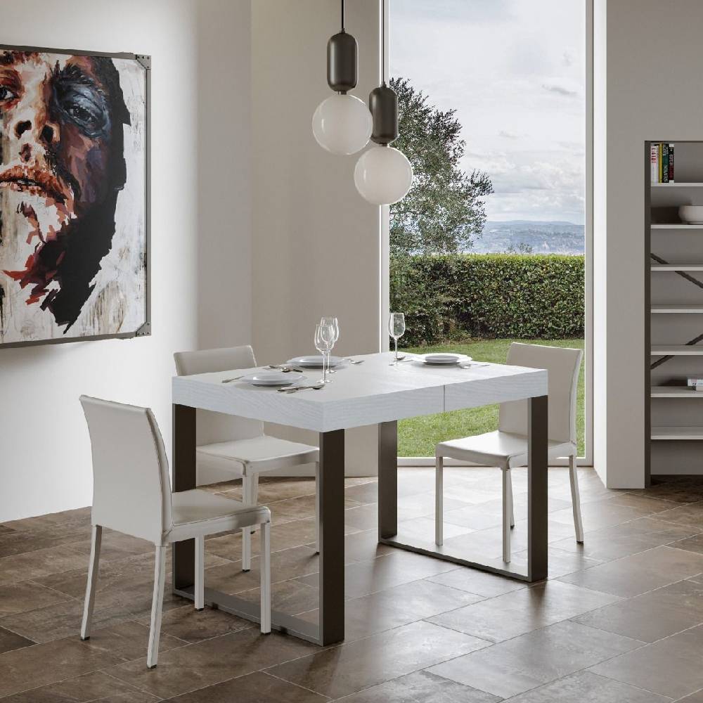 Itamoby Tavolo Tecno Allungabile piano Bianco Frassino 90×130 Allungato 234 telaio Antracite Italy