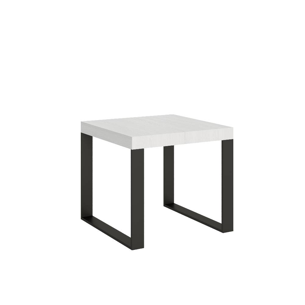 Itamoby Tavolo Tecno Allungabile piano Bianco Frassino 90×90 Allungato 246 telaio Antracite