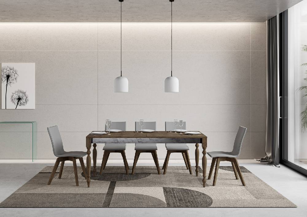 Itamoby Tavolo Romagna Iron Noce 90×160 allungato 90×264 telaio grigio 142 Vendita