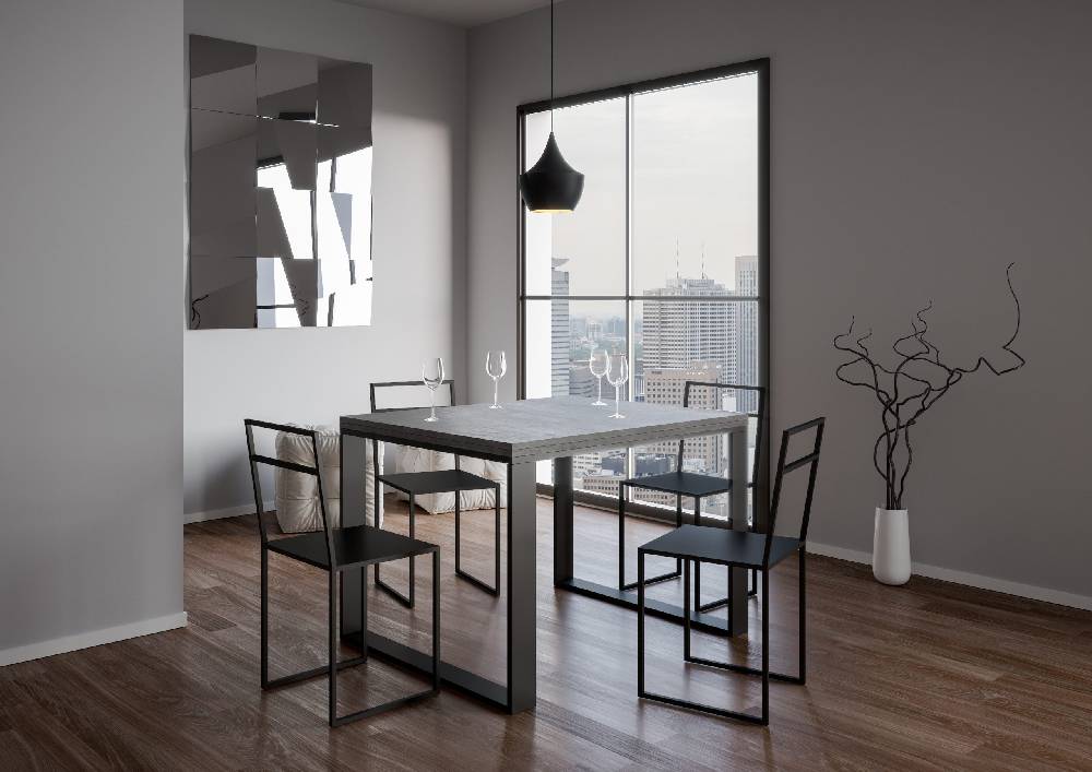 Itamoby Tavolo Tecno Libra Cemento 90×120 Allungato 90×240 telaio Antracite Promozione