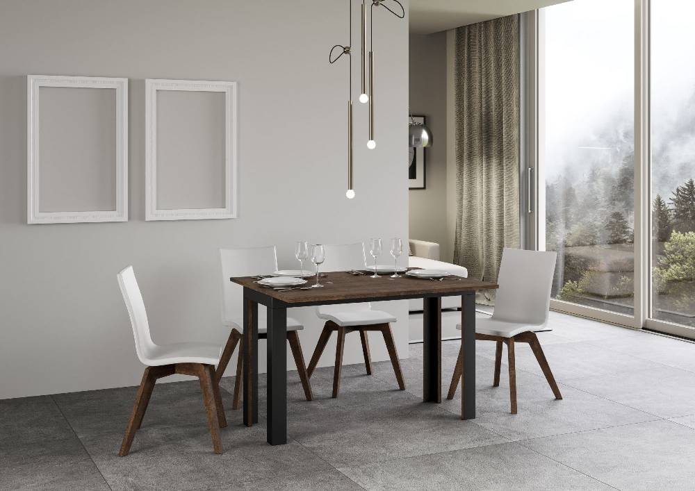 Itamoby Tavolo Linea Double Noce 120×45 aperto/Allungato 120×90/200×90 gambe/telaio Antracite Qualità Garantita