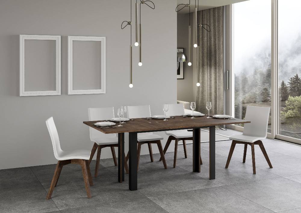 Itamoby Tavolo Linea Double Noce 120×45 aperto/Allungato 120×90/200×90 gambe/telaio Antracite Qualità Garantita