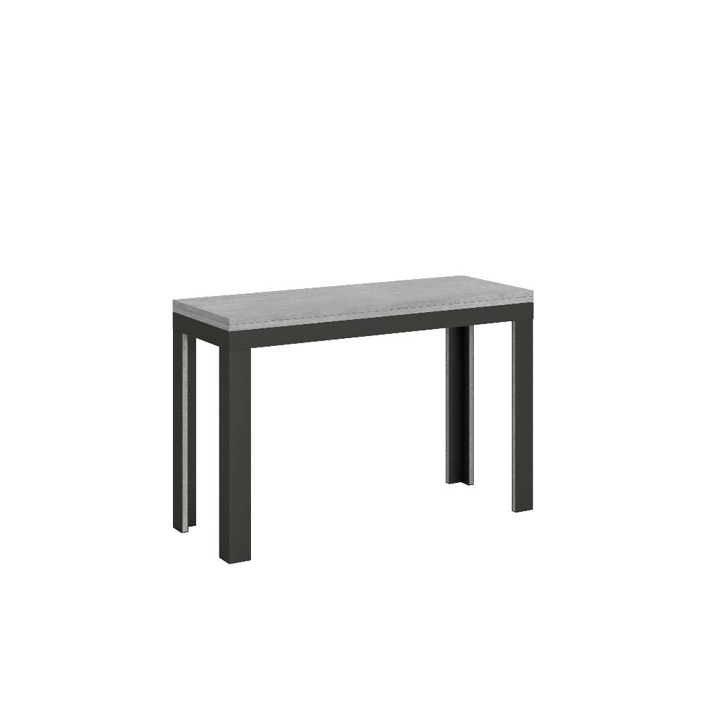 Itamoby Tavolo Linea Double Cemento 120×45 aperto/Allungato 120×90/200×90 gambe/telaio Antracite Negozi Online
