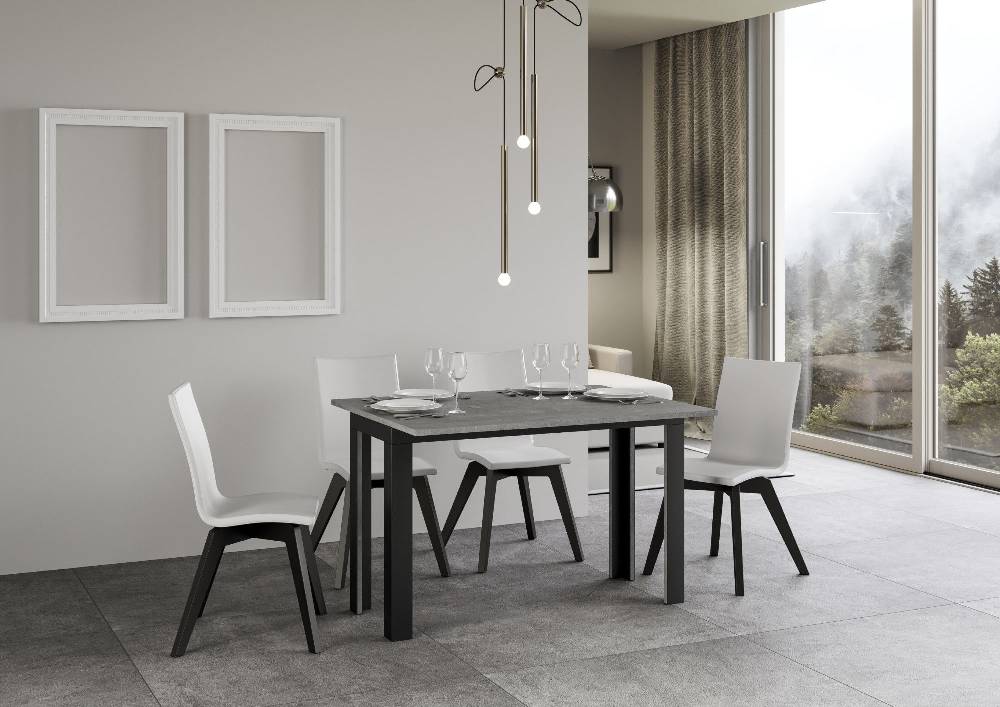 Itamoby Tavolo Linea Double Cemento 120×45 aperto/Allungato 120×90/200×90 gambe/telaio Antracite Negozi Online