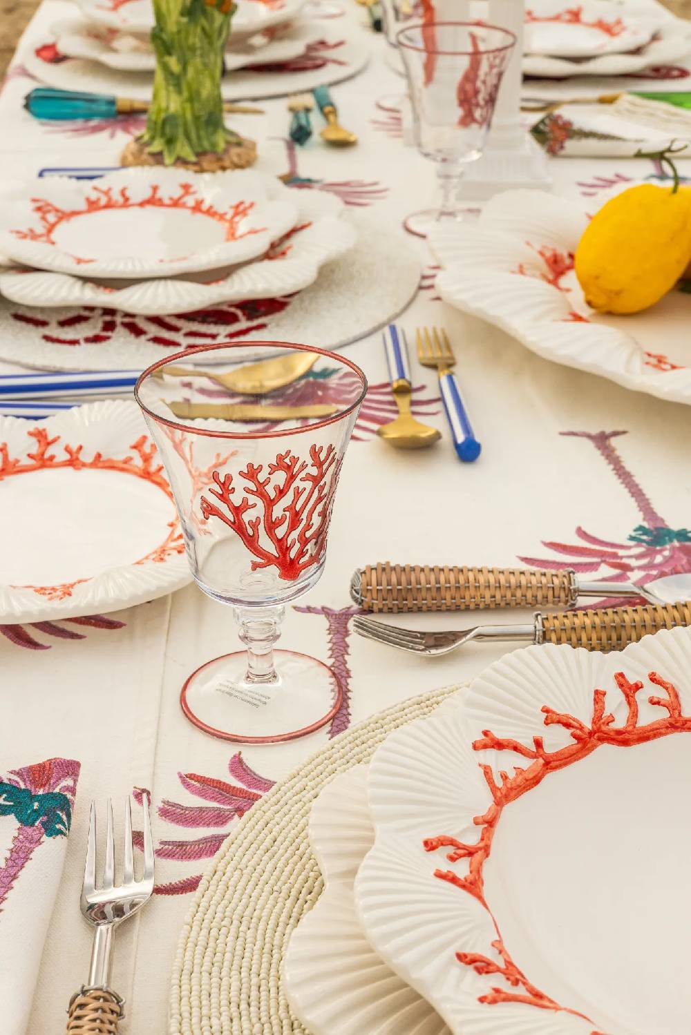 Les Ottomans Set of four coral glasses Qualità