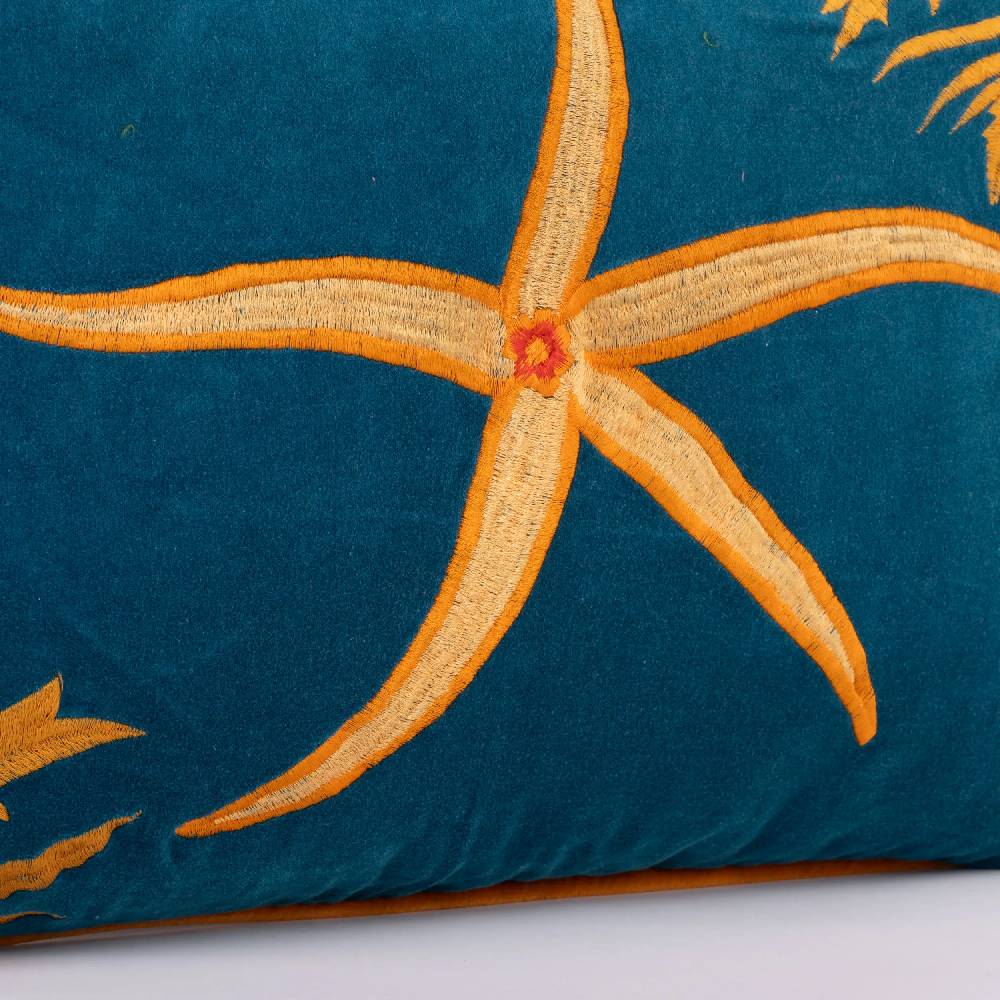 Les Ottomans Hand-embroidered cotton velvet cushion EBC14 Sottocosto