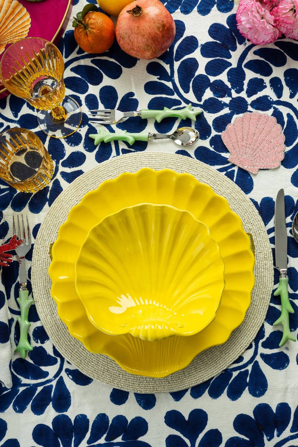 Les Ottomans Shell handpainted ceramic dessert plate I Più Venduti