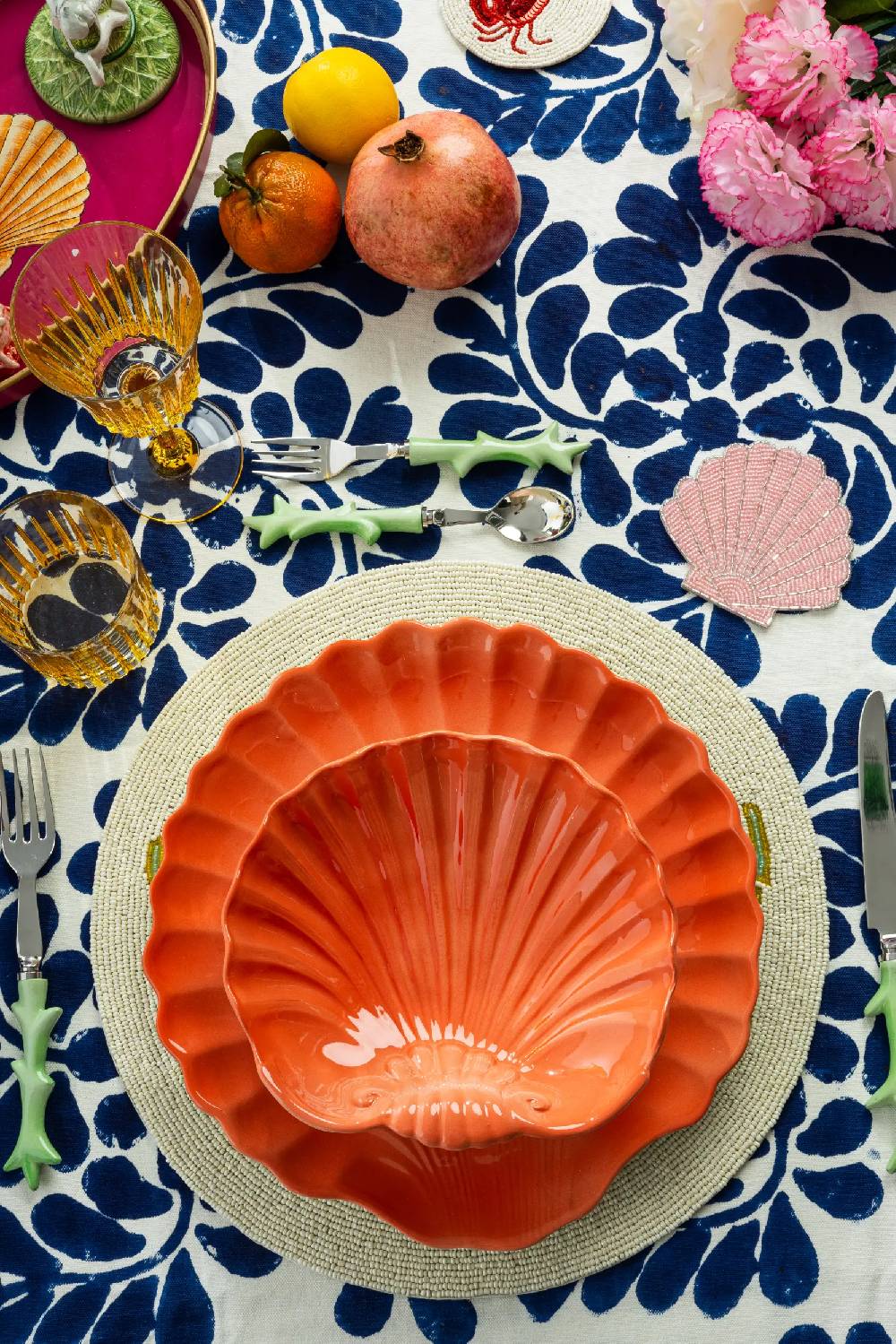 Les Ottomans Shell handpainted ceramic dinner plate Cyber Monday