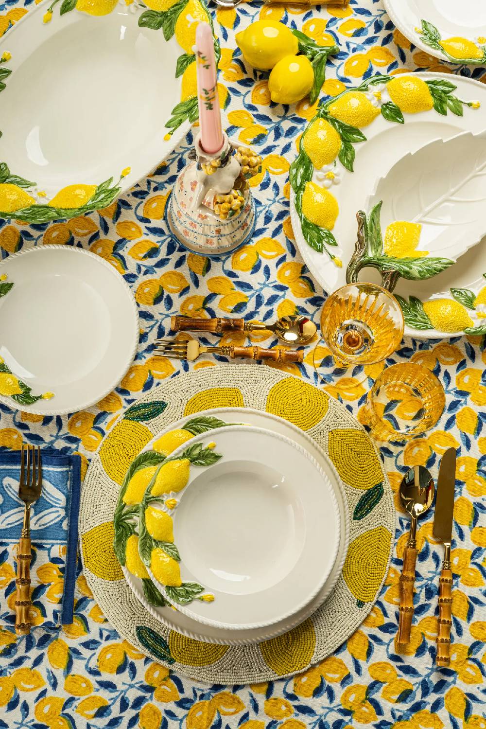 Les Ottomans Lemon handpainted ceramic dinner plate Negozio online di fabbrica