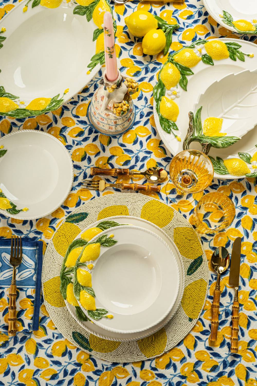 Les Ottomans Lemon handpainted ceramic charger plate Super Saving Price