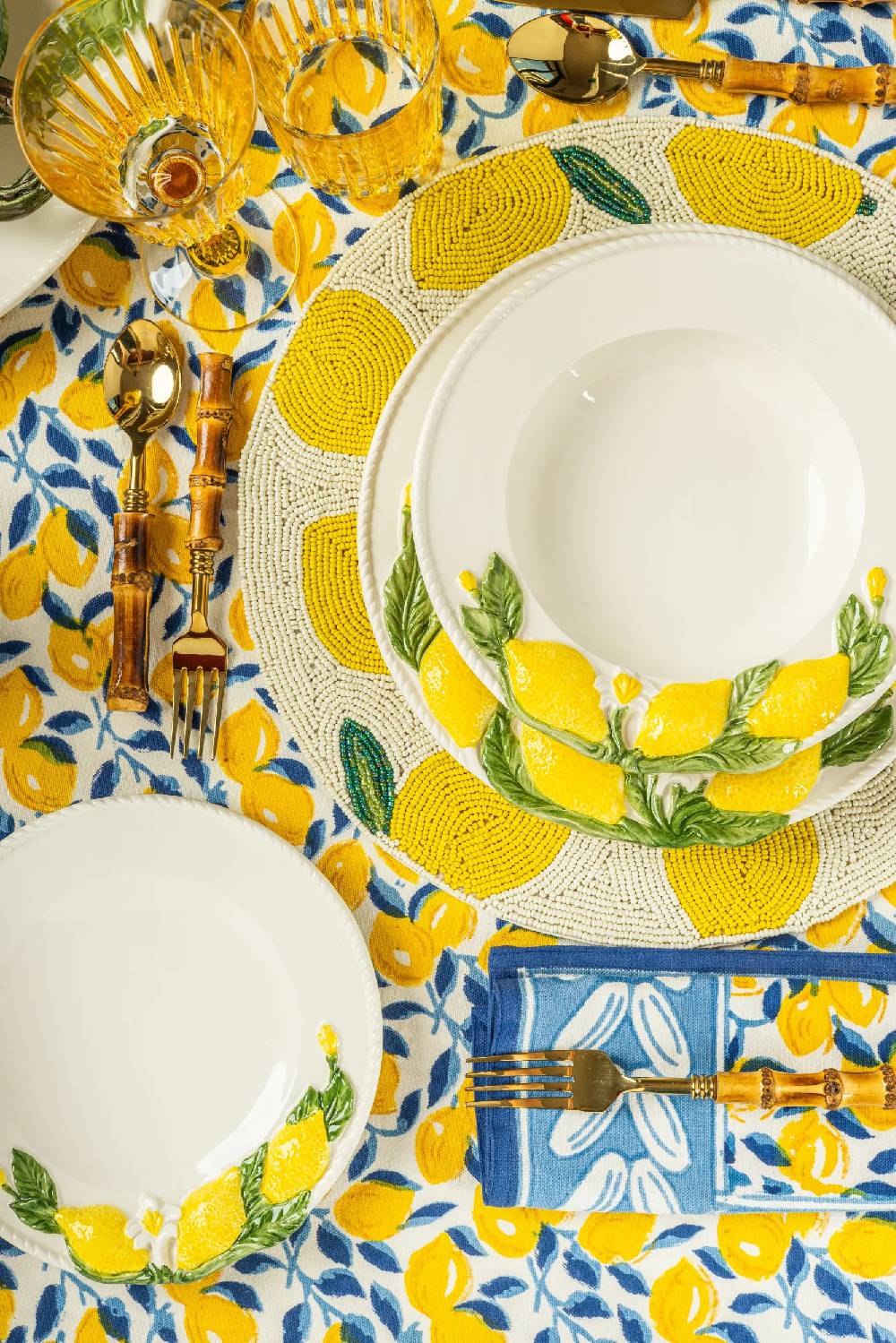 Les Ottomans Lemon handpanited ceramic pasta bowl Ultimo giorno