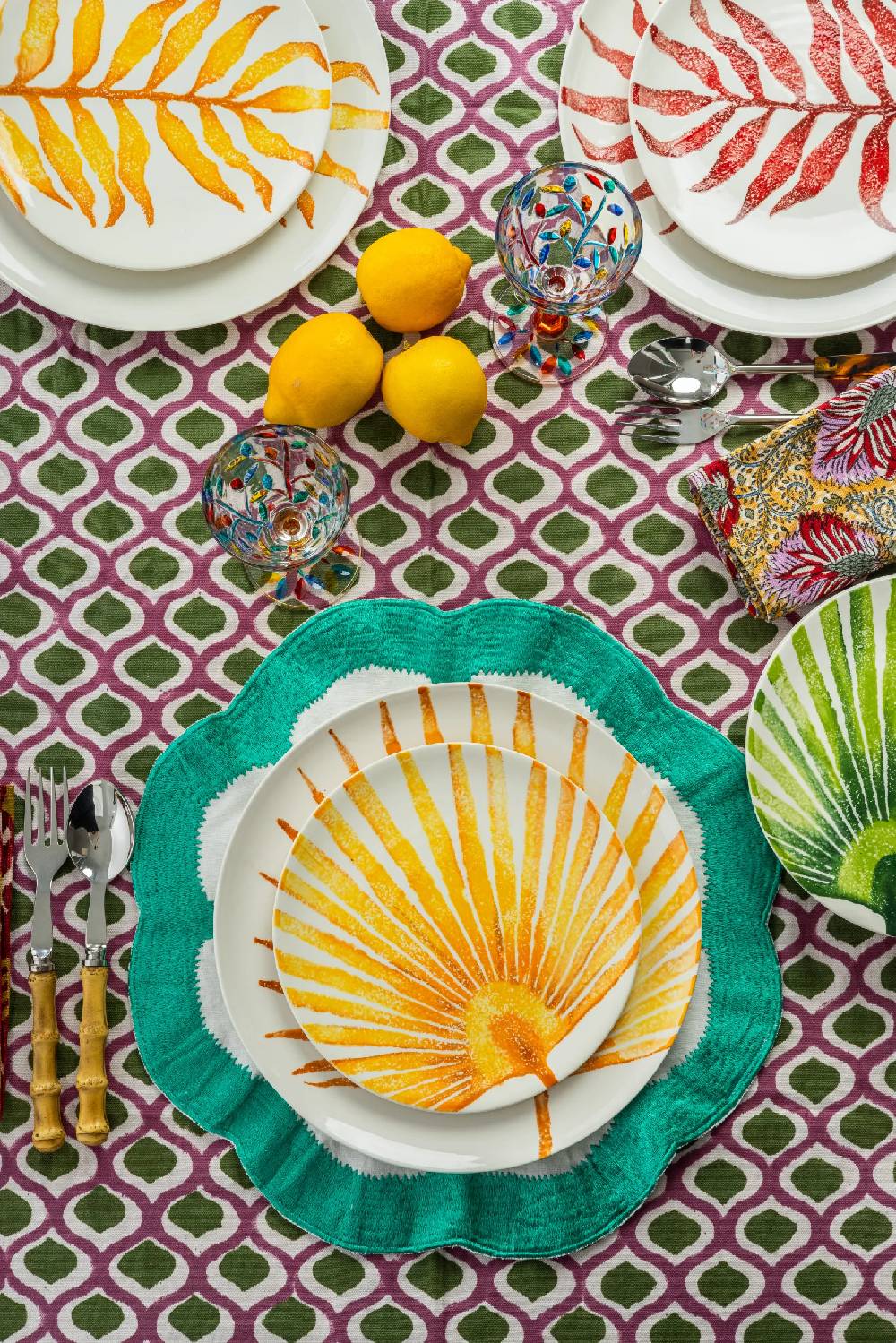 Les Ottomans Ceramic plate leaves LE03 Esporta salva