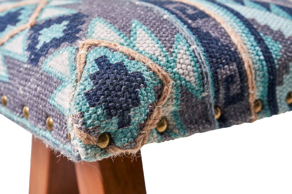 Novità Home Cancun - Panca in Legno di Acacia Imbottita in Cotone di Recupero In Saldo