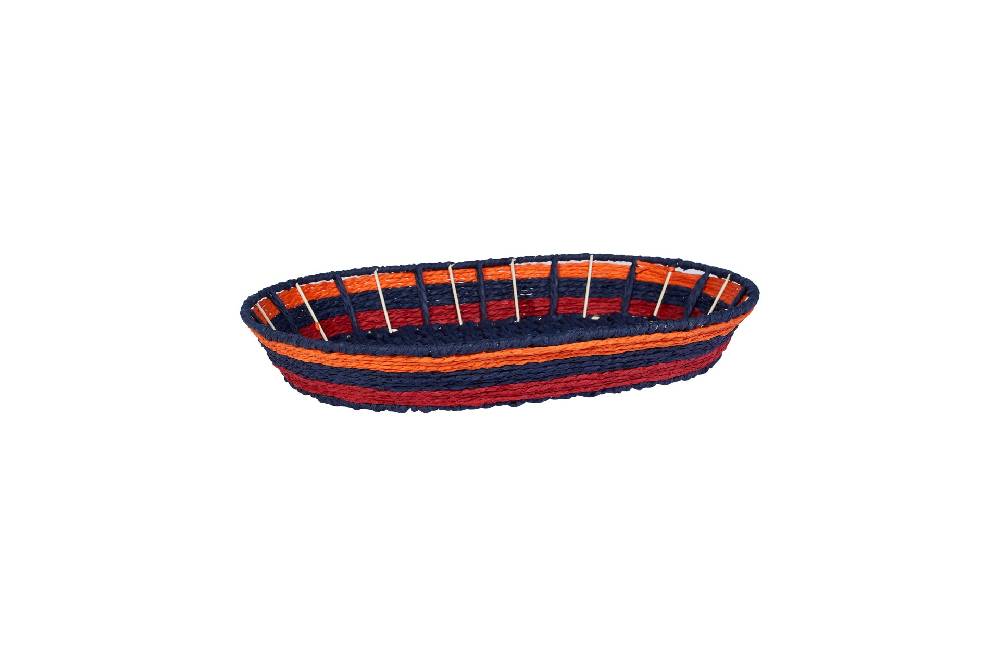 Novità Home Cestino ovale intrecciato strisce - blue, arancione, rosso