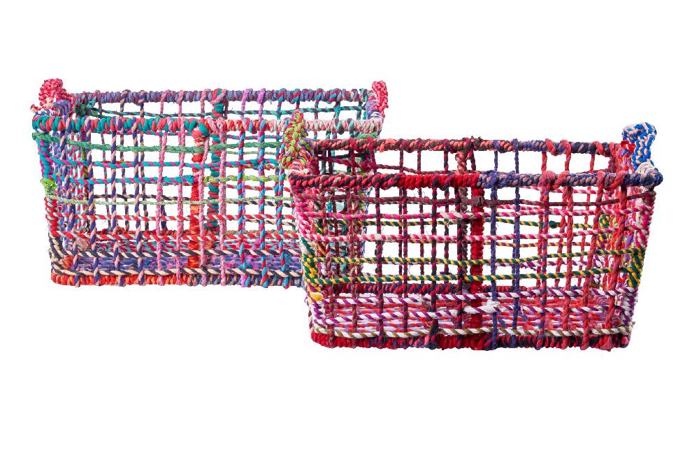 Novità Home Ceste ferro rivestite in cotone colorato set 1/2 Novità