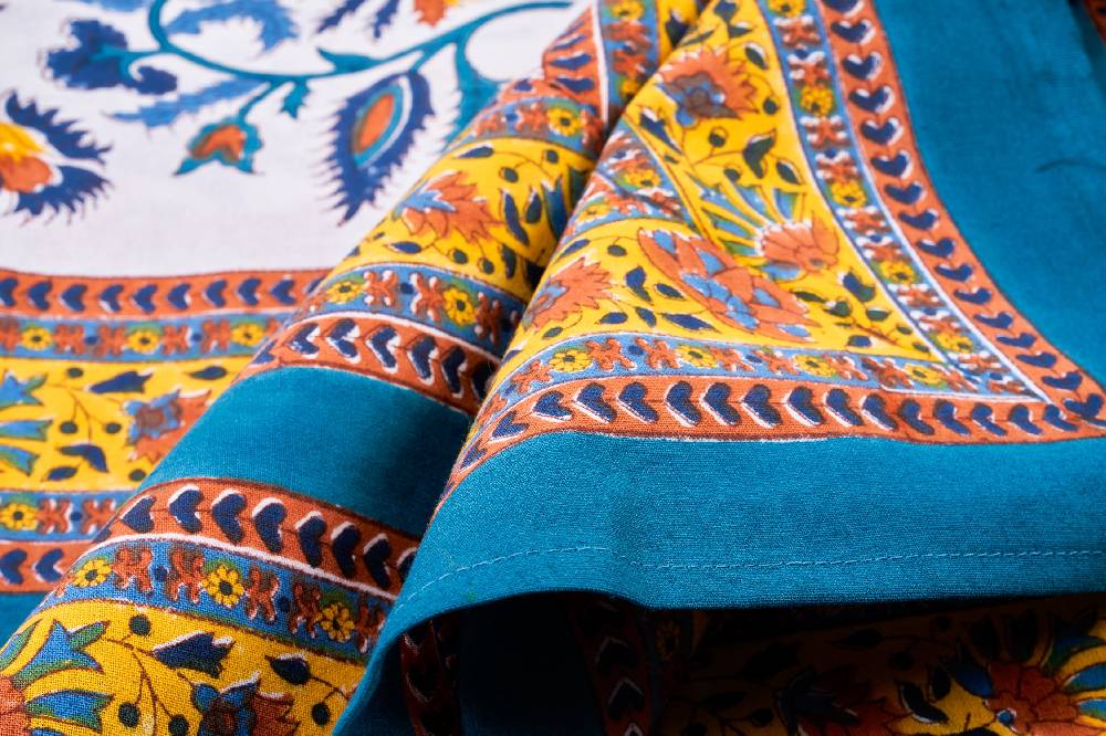 Novità Home Capalbio - mezzero deco blue ocra 180x270 Comprare a buon mercato