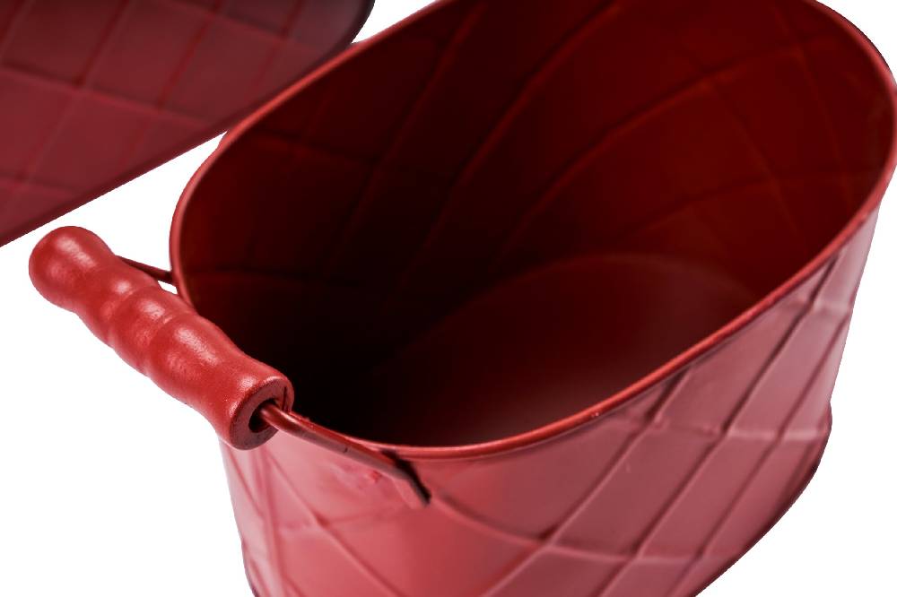 Novità Home Cache pot - ovali rosso anticato set1/3rilievi 2 manici in legno Fornitura limitata