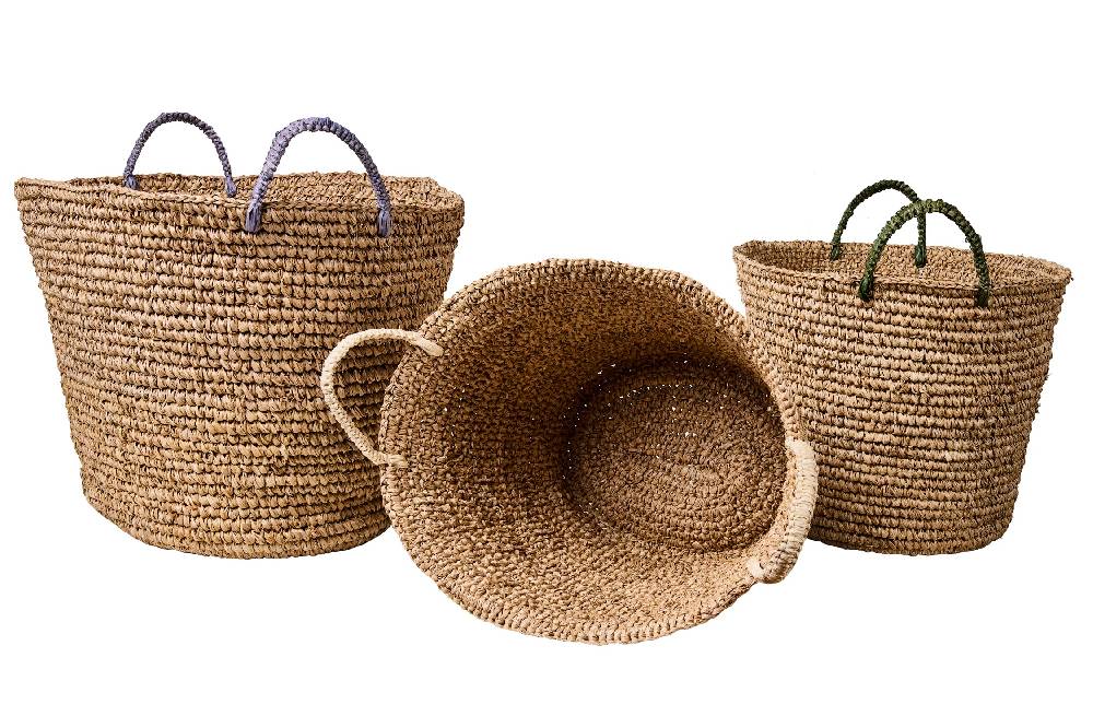 Novità Home Weaves - Ceste Set 1/3 Manici Colori Assortiti Intreccio Uncinet Offerte esclusive