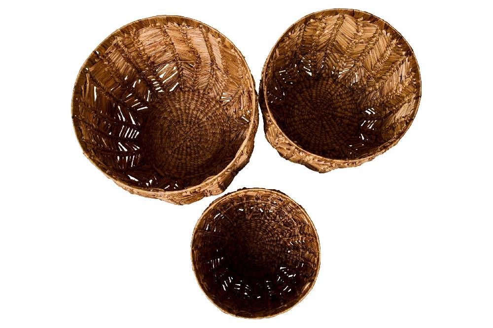 Novità Home Weaves - Ceste Porta Piante Set 1/3 Intreccio Lisca Di Pesce Grandi sconti