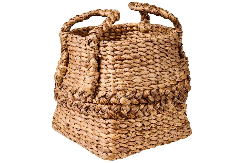 Novità Home Weaves - Cesta Con Manici Base Quadrata Bordo Treccia Liquidazione