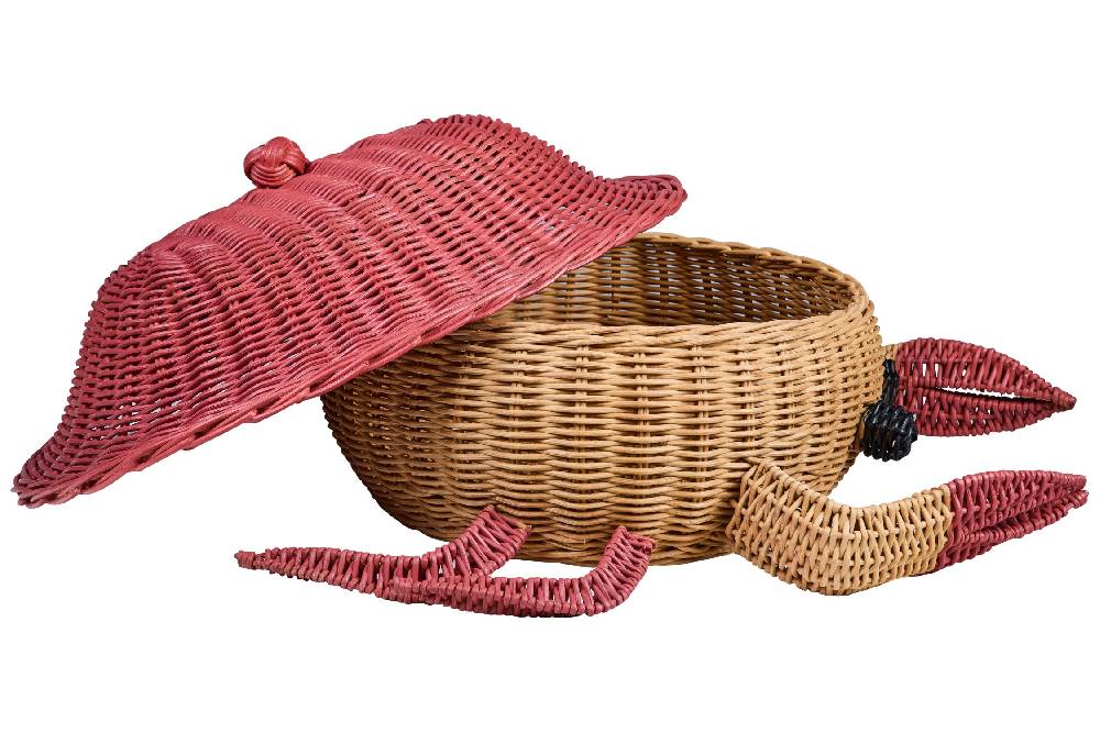 Novità Home Tressage - Granchio Contenitore In Midollino Naturale Arancio Offerta speciale della fabbrica