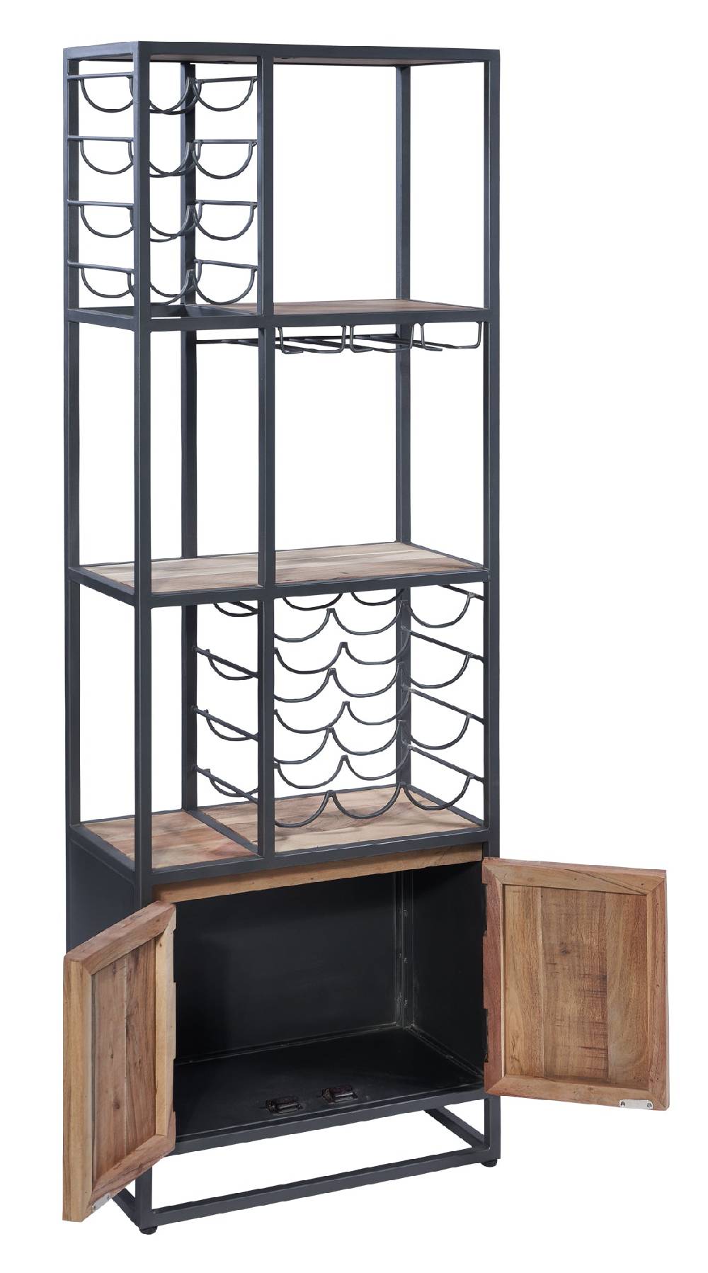 Novità Home Credenza portabottiglie con 2 sportelli in legno e metallo Hotsell
