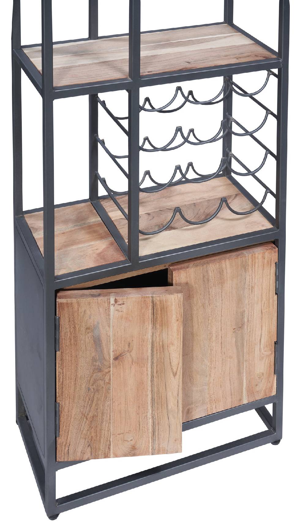 Novità Home Credenza portabottiglie con 2 sportelli in legno e metallo Hotsell