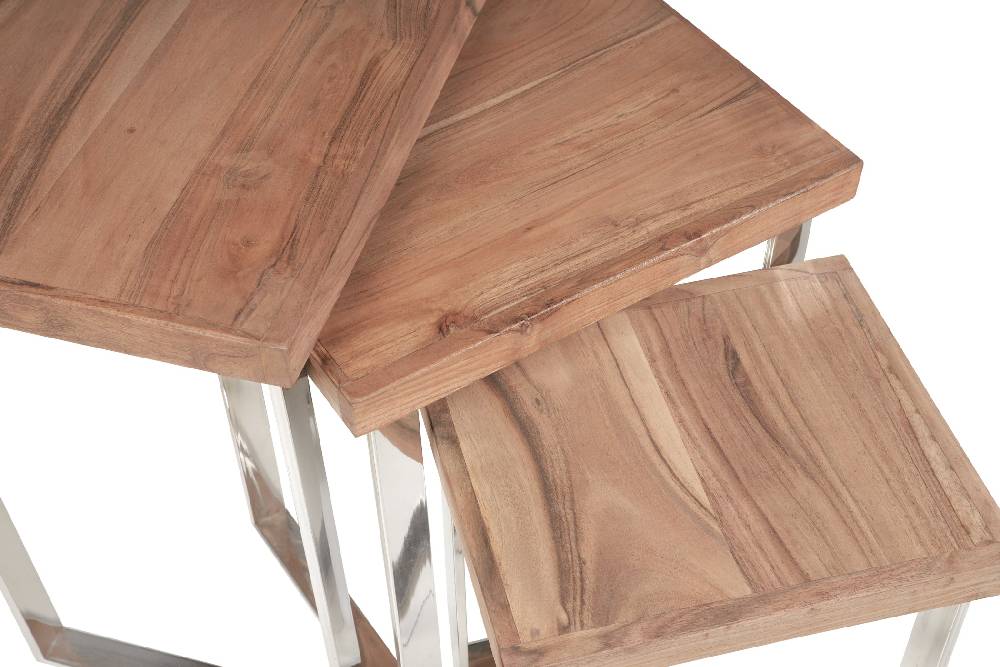 Novità Home Tavolino basso in legno e metallo - set 1/3 Prezzo di fabbrica