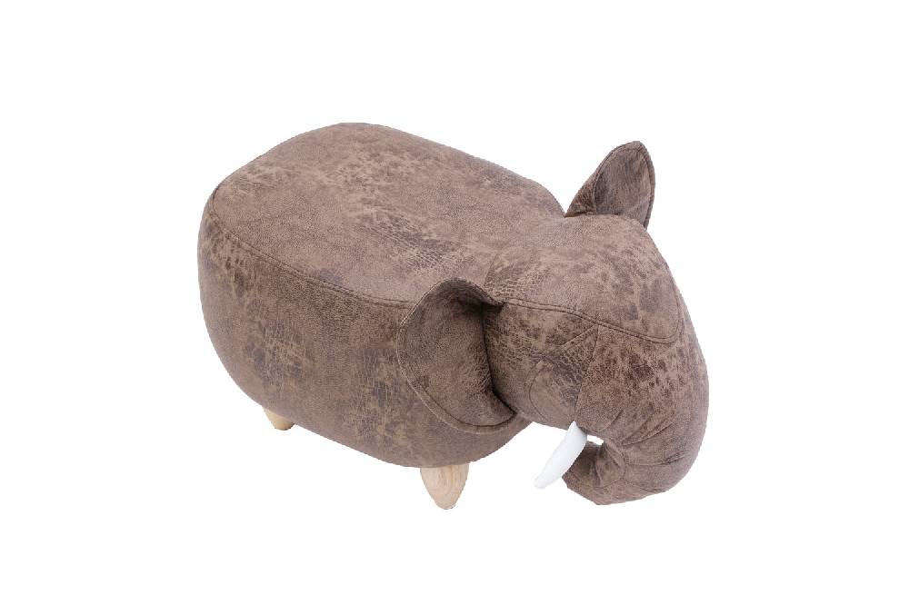 Novità Home Pouf Imbottito In Fintapelle E Legno - Elefante Enormi sconti