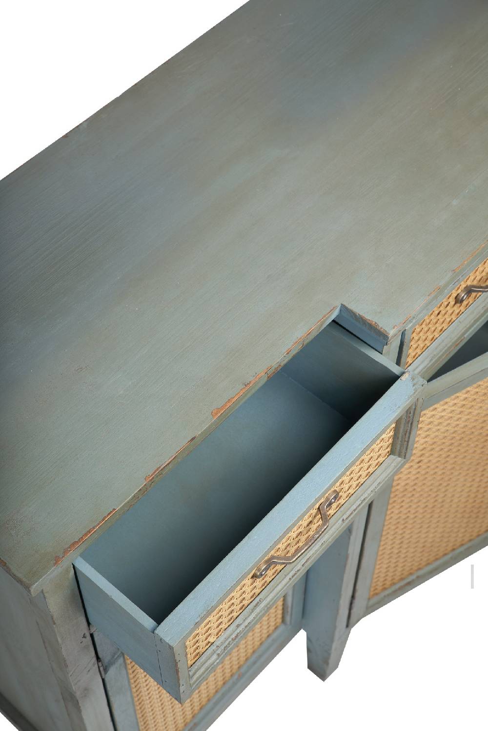 Novità Home Tonia - Credenza Verde Antico - 3 Cassetti 4 Sportelli in Paglia Vienna Pezzi Unici
